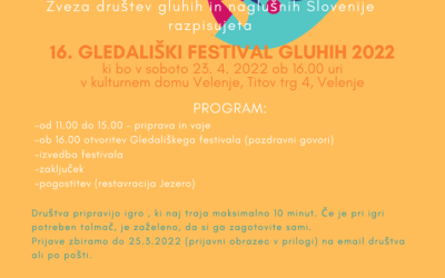 Vabilo in prijavnica za Gledališki festival gluhih 2022