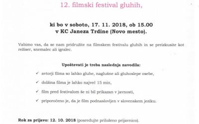 17. 11. 2018 12. filmski festival gluhih – Novo mesto