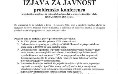 IZJAVA ZA JAVNOST PROBLEMSKA KONFERENCA 11.10.2022