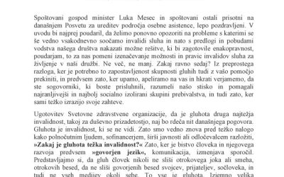 Posvet ureditev področja izvajanja osebne asistence, LJ, 17.5.2023, predloge podal Milan Kotnik v imenu skupnosti oseb z okvaro sluha