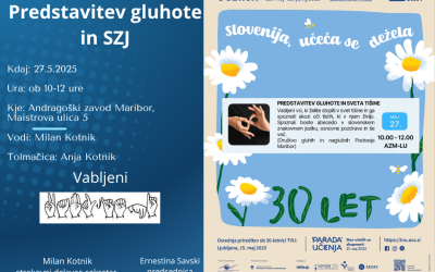 Vabilo Predstavitev gluhote in SZJ 27.5.2025